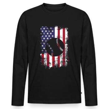 Baseball Sport Baseballspieler Pitcher Catcher USA - Männer Premium Bio Langarmshirt - Schwarz - Vorne - Nico (187cm)