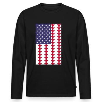 Baseball Sport Baseballspieler Pitcher Catcher USA - Männer Premium Bio Langarmshirt - Schwarz - Vorne - Nico (187cm)