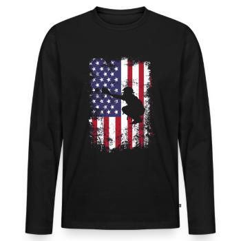 Baseball Sport Baseballspieler Pitcher Catcher USA - Männer Premium Bio Langarmshirt - Schwarz - Vorne - Nico (187cm)