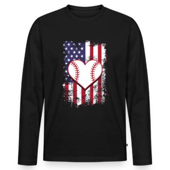 Baseball Sport Baseballspieler Pitcher Catcher USA - Männer Premium Bio Langarmshirt - Schwarz - Vorne - Nico (187cm)
