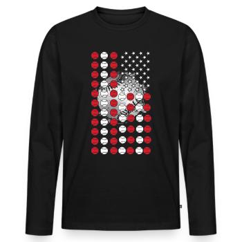 Baseball Sport Baseballspieler Pitcher Catcher USA - Männer Premium Bio Langarmshirt - Schwarz - Vorne - Nico (187cm)