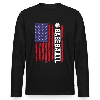 Baseball Sport Baseballspieler Pitcher Catcher USA - Männer Premium Bio Langarmshirt - Schwarz - Vorne - Nico (187cm)
