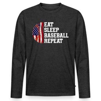 Baseball Sport Baseballspieler Pitcher Catcher USA - Männer Premium Bio Langarmshirt - Anthrazit meliert - Vorne - Nico (187cm)