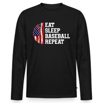 Baseball Sport Baseballspieler Pitcher Catcher USA - Männer Premium Bio Langarmshirt - Schwarz - Vorne - Nico (187cm)