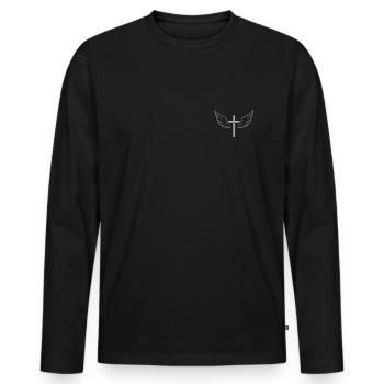 Jesus Christus Christlich Christentum Gott Bibel - Männer Premium Bio Langarmshirt - Schwarz - Vorne - Nico (187cm)