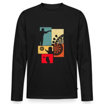 Dart Gift Dartboard Darts Player Bullseye - Men's Premium Organic Long Sleeve Shirt - black - Front - Nico (187cm)