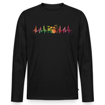 Drums Drums Drumstick Drummer Music Band Rock - Men's Premium Organic Long Sleeve Shirt - black - Front - Nico (187cm)