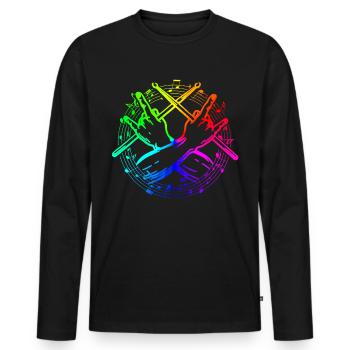 Drums Drums Drumstick Drummer Music Band Rock - Men's Premium Organic Long Sleeve Shirt - black - Front - Nico (187cm)