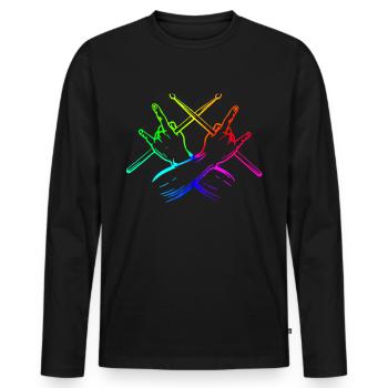 Tambours Tambours Baguette Batteur Musique Groupe Rock - T-shirt manches longues Premium bio Homme - noir - Devant - Nico (187cm)
