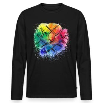 Drums Drums Drumstick Drummer Music Band Rock - Men's Premium Organic Long Sleeve Shirt - black - Front - Nico (187cm)