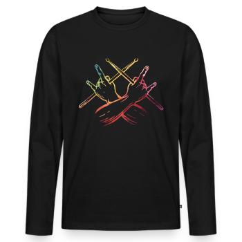 Tambours Tambours Baguette Batteur Musique Groupe Rock - T-shirt manches longues Premium bio Homme - noir - Devant - Nico (187cm)