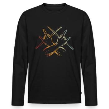 Drums Drums Drumstick Drummer Music Band Rock - Men's Premium Organic Long Sleeve Shirt - black - Front - Nico (187cm)