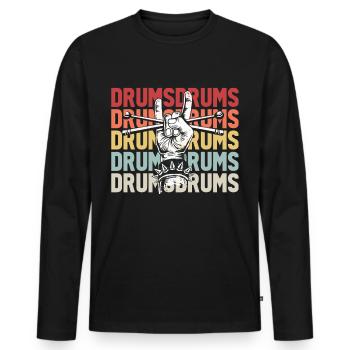 Schlagzeug Drums Drumstick Drummer Musik Band Rock - Männer Premium Bio Langarmshirt - Schwarz - Vorne - Nico (187cm)