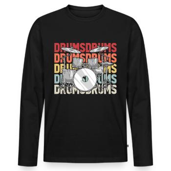 Tambours Baguettes Tambours Batteur Musique Groupe Rock - T-shirt manches longues Premium bio Homme - noir - Devant - Nico (187cm)