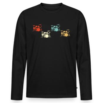 Schlagzeug Drums Drumstick Drummer Musik Band Rock - Männer Premium Bio Langarmshirt - Schwarz - Vorne - Nico (187cm)