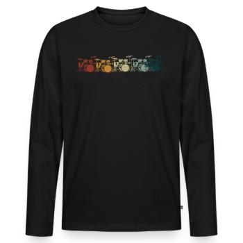 Tambours Baguettes Tambours Batteur Musique Groupe Rock - T-shirt manches longues Premium bio Homme - noir - Devant - Nico (187cm)