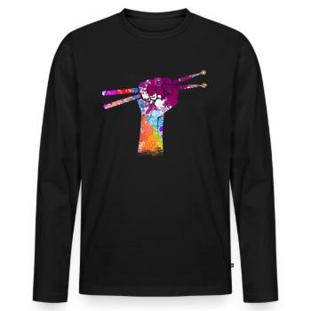 Tambours Baguettes Tambours Batteur Musique Groupe Rock - T-shirt manches longues Premium bio Homme - noir - Devant - Nico (187cm)