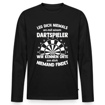 Dart Gift Dartboard Darts Player Bullseye - Men's Premium Organic Long Sleeve Shirt - black - Front - Nico (187cm)