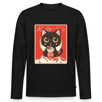 Bubble Tea Boba BubbleTea Kawaii Japan Tea Kpop - Men's Premium Organic Long Sleeve Shirt - black - Front - Nico (187cm)