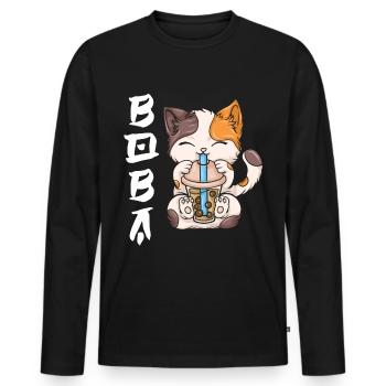 Bubble Tea Boba BubbleTea Kawaii Japan Tea Kpop - Men's Premium Organic Long Sleeve Shirt - black - Front - Nico (187cm)