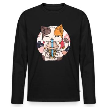 Bubble Tea Boba BubbleTea Kawaii Japan Tea Kpop - Männer Premium Bio Langarmshirt - Schwarz - Vorne - Nico (187cm)