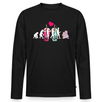 Bubble Tea Boba BubbleTea Kawaii Japan Tea Kpop - Men's Premium Organic Long Sleeve Shirt - black - Front - Nico (187cm)