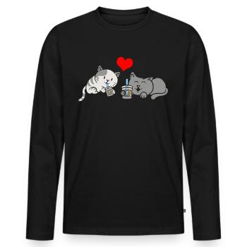 Bubble Tea Boba BubbleTea Kawaii Japan Tea Kpop - Men's Premium Organic Long Sleeve Shirt - black - Front - Nico (187cm)