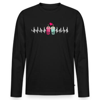 Bubble Tea Boba BubbleTea Kawaii Japan Tea Kpop - Männer Premium Bio Langarmshirt - Schwarz - Vorne - Nico (187cm)