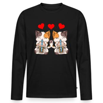 Bubble Tea Boba BubbleTea Kawaii Japan Tea Kpop - Men's Premium Organic Long Sleeve Shirt - black - Front - Nico (187cm)