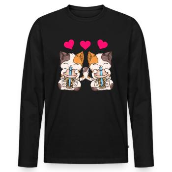 Bubble Tea Boba BubbleTea Kawaii Japan Tea Kpop - Men's Premium Organic Long Sleeve Shirt - black - Front - Nico (187cm)