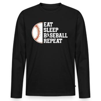 Baseball Sport Baseballspieler Pitcher Catcher USA - Männer Premium Bio Langarmshirt - Schwarz - Vorne - Nico (187cm)
