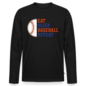 Baseball Sport Baseballspieler Pitcher Catcher USA - Männer Premium Bio Langarmshirt - Schwarz - Vorne - Nico (187cm)