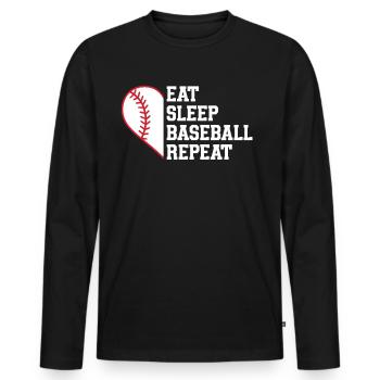 Baseball Sport Baseballspieler Pitcher Catcher USA - Männer Premium Bio Langarmshirt - Schwarz - Vorne - Nico (187cm)