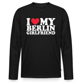 Berlin Freundin Girlfriend Beziehung Couple Liebe - Männer Premium Bio Langarmshirt - Schwarz - Vorne - Nico (187cm)