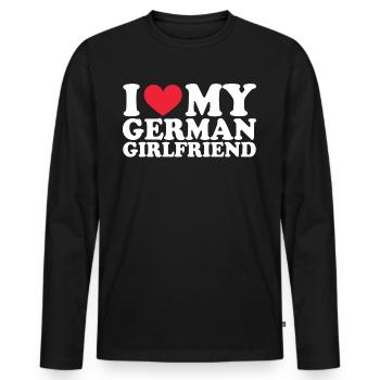 Deutsche Freundin Girlfriend Beziehung Couple Lieb - Männer Premium Bio Langarmshirt - Schwarz - Vorne - Nico (187cm)
