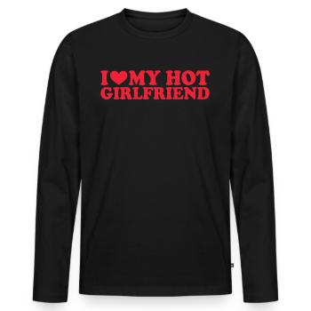 Girlfriend Freundin Beziehung Couple Liebe Pärchen - Männer Premium Bio Langarmshirt - Schwarz - Vorne - Nico (187cm)