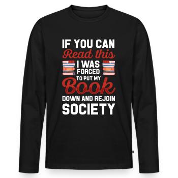 Livre Livres Bibliothèque Lecture Littérature Lire Livres - T-shirt manches longues Premium bio Homme - noir - Devant - Nico (187cm)