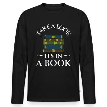 Livre Livres Bibliothèque Lecture Littérature Lire Livres - T-shirt manches longues Premium bio Homme - noir - Devant - Nico (187cm)