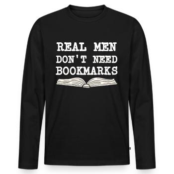 Buch Bücher Bibliothek Literatur Lesen Read Books - Männer Premium Bio Langarmshirt - Schwarz - Vorne - Nico (187cm)