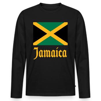 Jamaïque Jamaïque Rasta Raggea Drapeau Rastafari - T-shirt manches longues Premium bio Homme - noir - Devant - Nico (187cm)