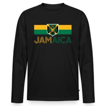 Jamaïque Jamaïque Rasta Raggea Drapeau Rastafari - T-shirt manches longues Premium bio Homme - noir - Devant - Nico (187cm)