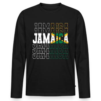 Jamaïque Jamaïque Rasta Raggea Drapeau Rastafari - T-shirt manches longues Premium bio Homme - noir - Devant - Nico (187cm)