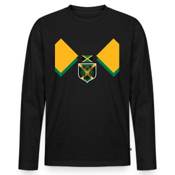 Jamaïque Jamaïque Rasta Raggea Drapeau Rastafari - T-shirt manches longues Premium bio Homme - noir - Devant - Nico (187cm)