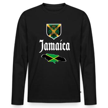 Jamaïque Jamaïque Rasta Raggea Drapeau Rastafari - T-shirt manches longues Premium bio Homme - noir - Devant - Nico (187cm)