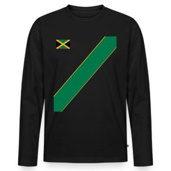 Jamaïque Jamaïque Rasta Raggea Drapeau Rastafari - T-shirt manches longues Premium bio Homme - noir - Devant - Nico (187cm)