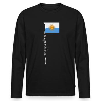 Argentinien Geschenk Argentina Argentine Flagge - Männer Premium Bio Langarmshirt - Schwarz - Vorne - Nico (187cm)