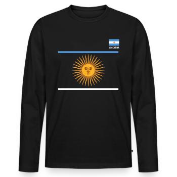 Argentinien Geschenk Argentina Argentine Flagge - Männer Premium Bio Langarmshirt - Schwarz - Vorne - Nico (187cm)