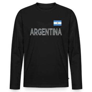 Argentinien Geschenk Argentina Argentine Flagge - Männer Premium Bio Langarmshirt - Schwarz - Vorne - Nico (187cm)