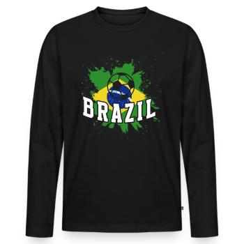 Brazil Brazil shirt Brazilian Rio de Janeirao - Men's Premium Organic Long Sleeve Shirt - black - Front - Nico (187cm)