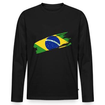 Brésil Brésil Maillot brésilien Rio de Janeiro - T-shirt manches longues Premium bio Homme - noir - Devant - Nico (187cm)